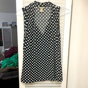 Banana Republic black and white polka dot sleeveless top.